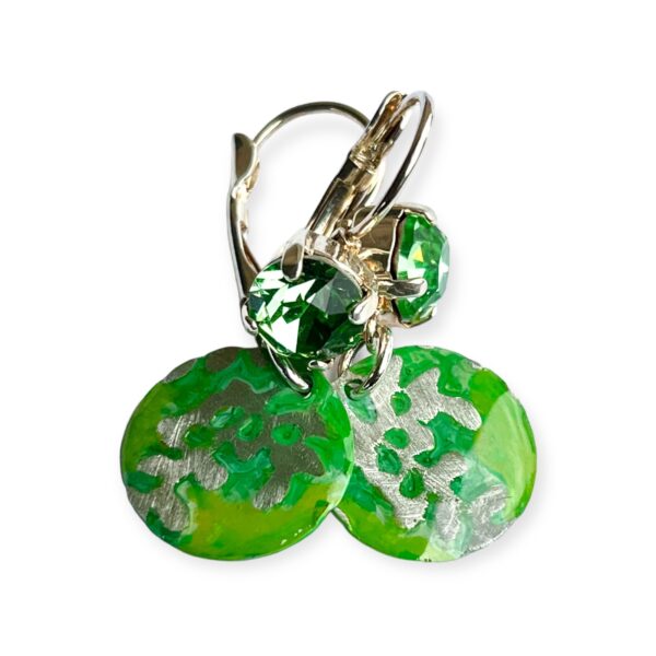Green Foliage Silver Earrings